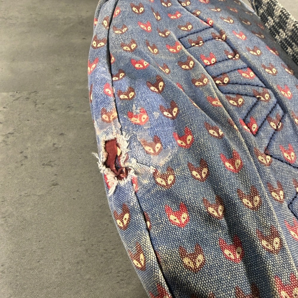 Kavu Rope Bag Women OS Blue Fox Print Limited Edition Sling Backpack Canvas - Picture 4 of 7